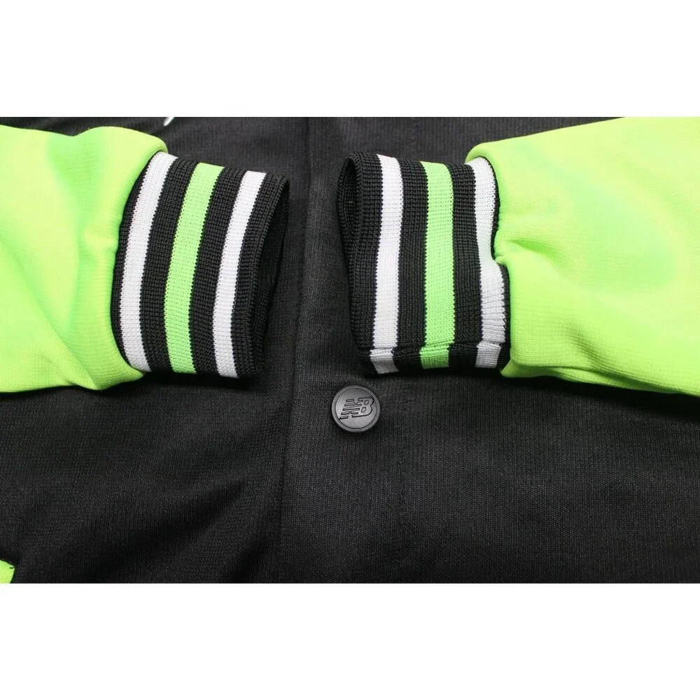New Balance youth snap‎ front neon green black hoodie jacket 14/16